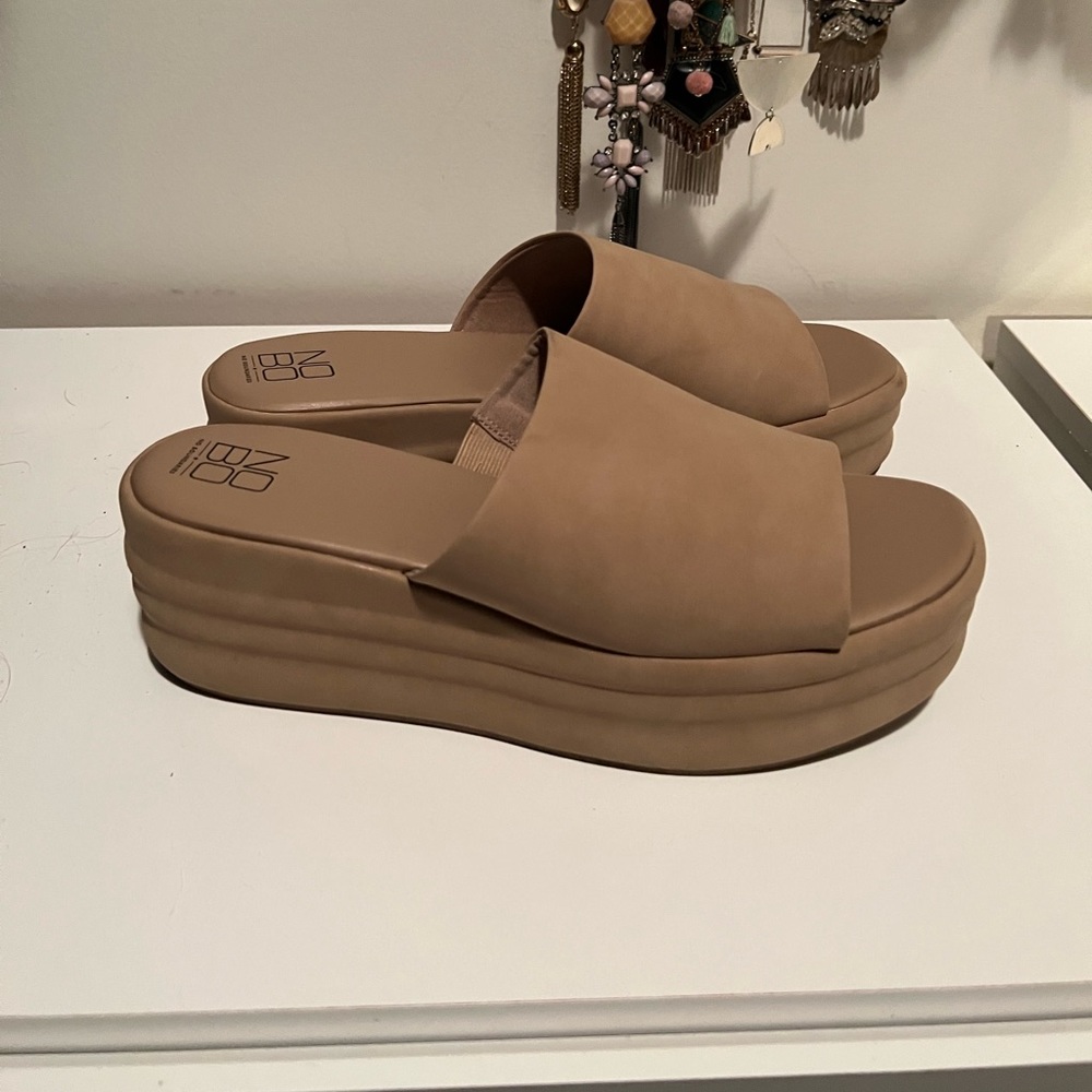Tan platform sandals - wide fit